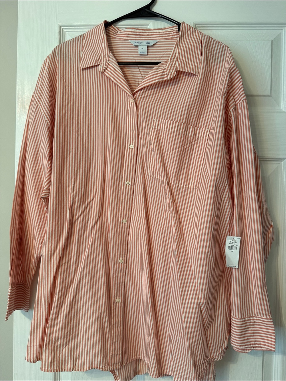 Old Navy Pink and White Striped Button-Down Shirt